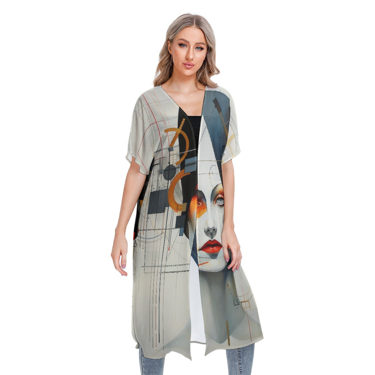 All-Over Print Women's Short Sleeve Cardigan