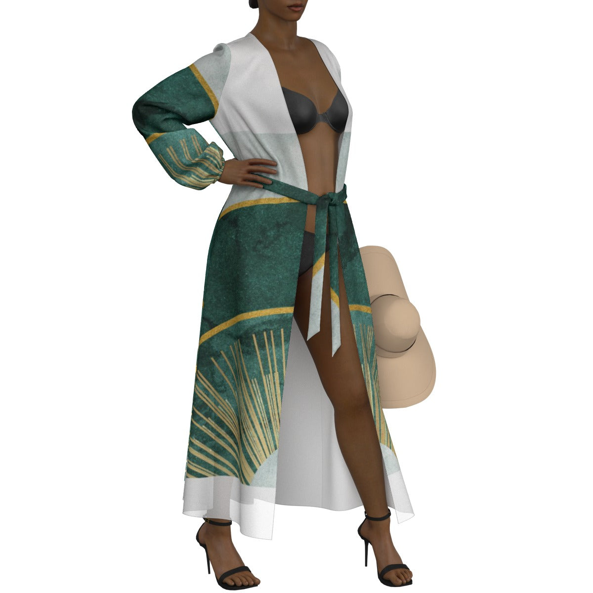 All-Over Print Women's Lace-up Chiffon Robe