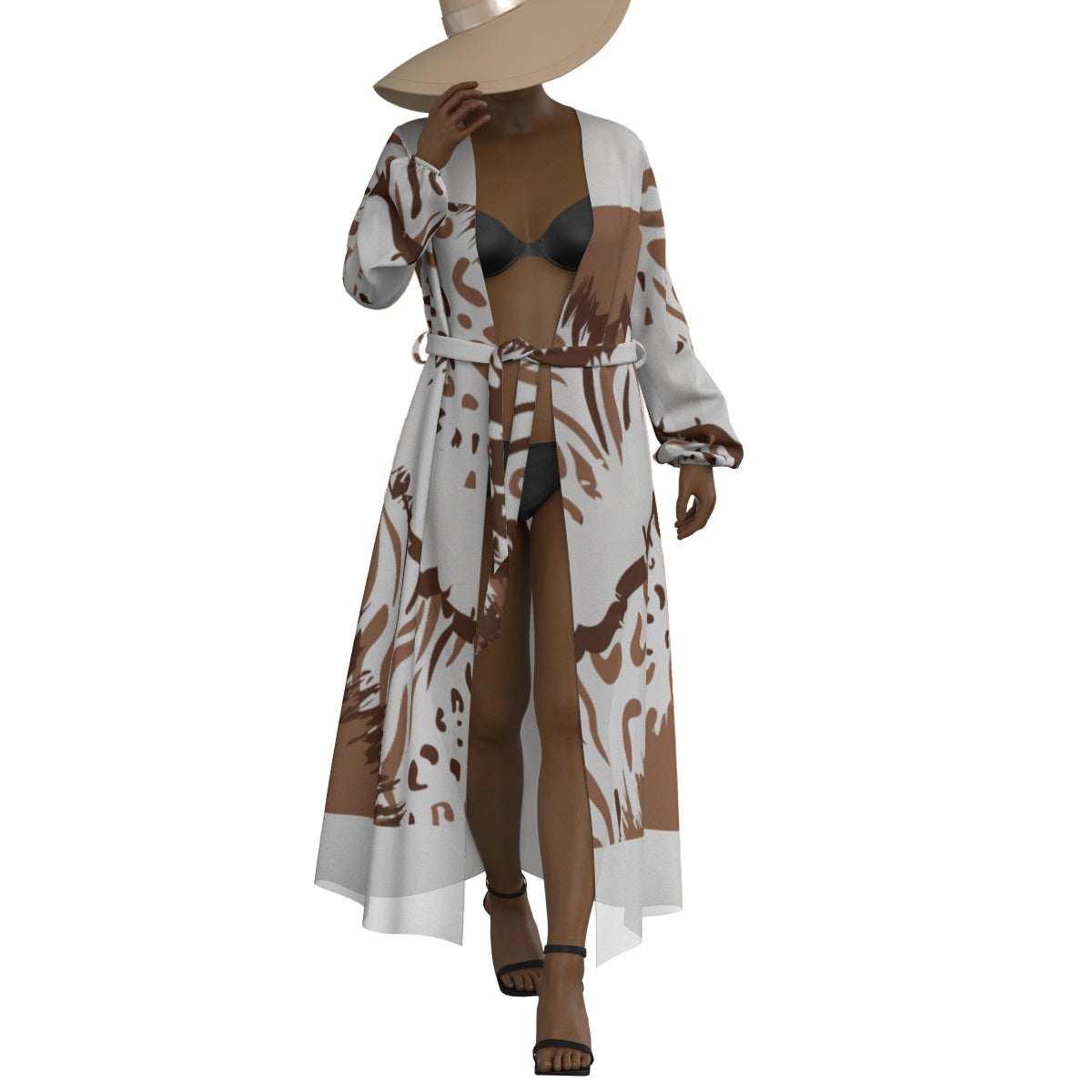 All-Over Print Women's Lace-up Chiffon Robe