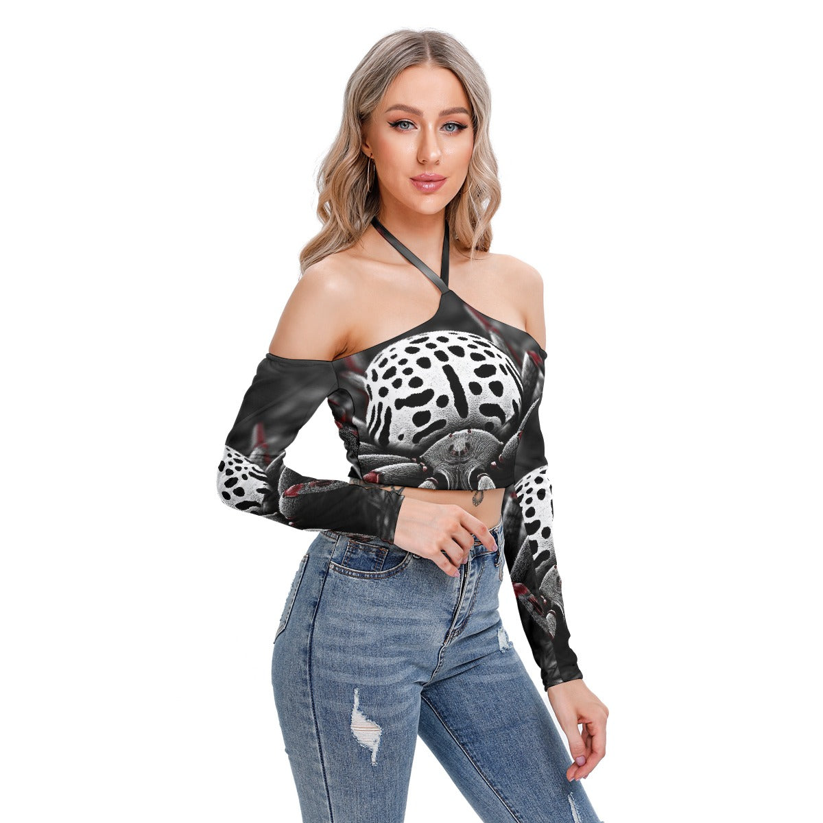 All-Over Print Women's Halter Lace-up Top