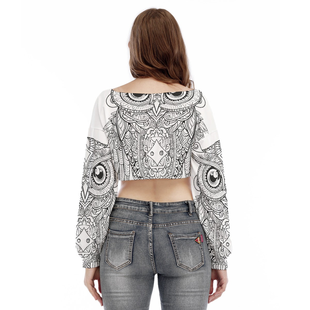 All-Over Print Women's V-neck Long Sleeve Cropped Sweatshirt