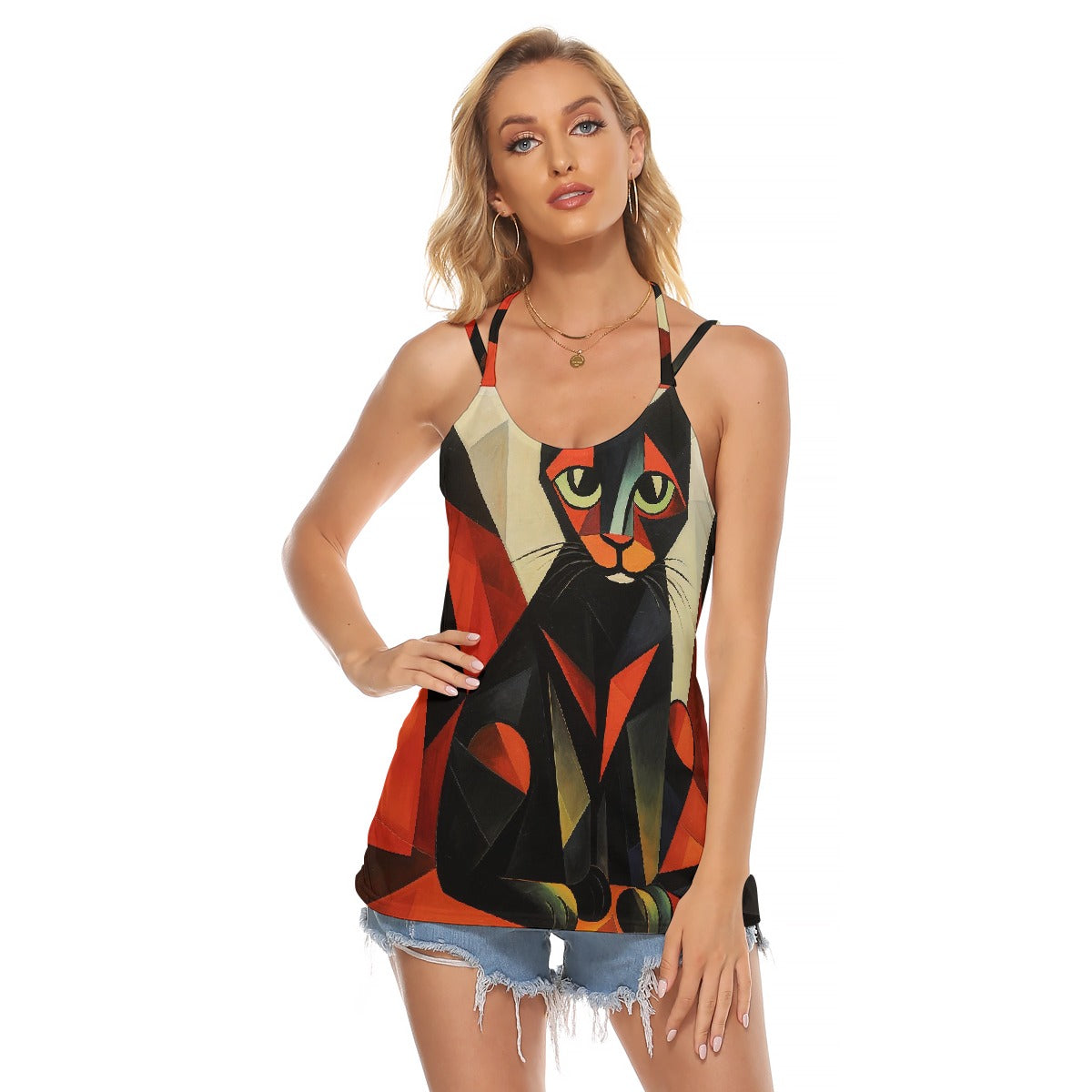 All-Over Print Women's Halter Top With Backless