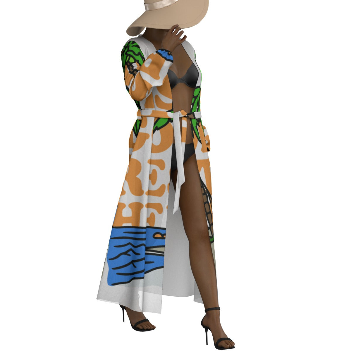 All-Over Print Women's Lace-up Chiffon Robe