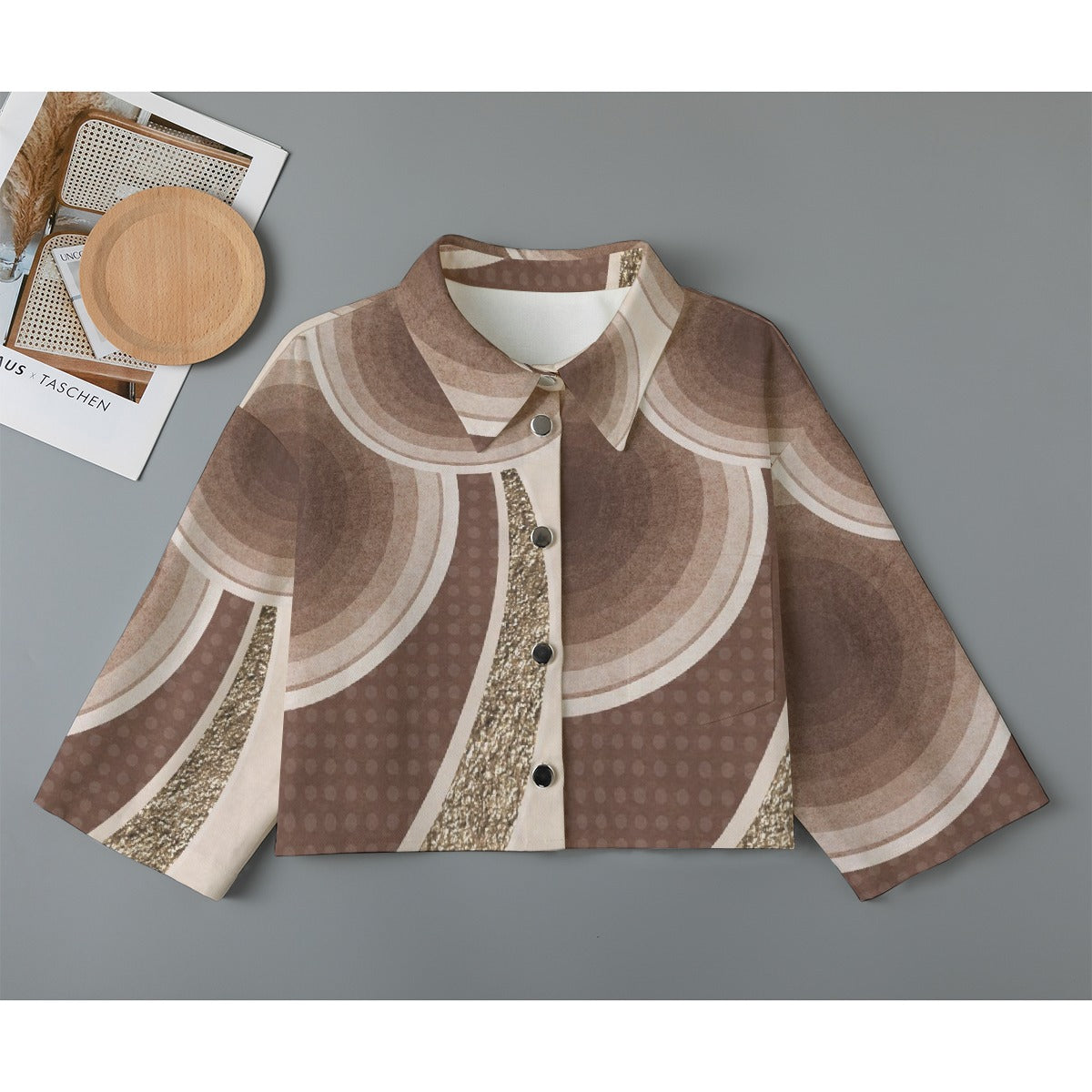 All-Over Print Women's Cropped Jacket | 245GSM Cotton