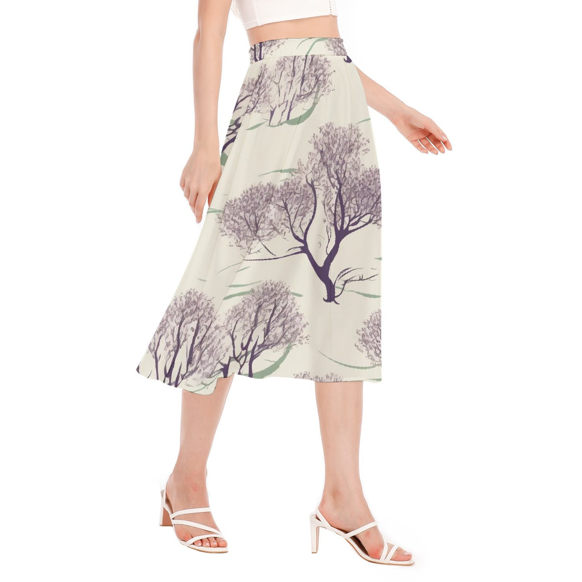 All-Over Print Women's Long Section Chiffon Skirt