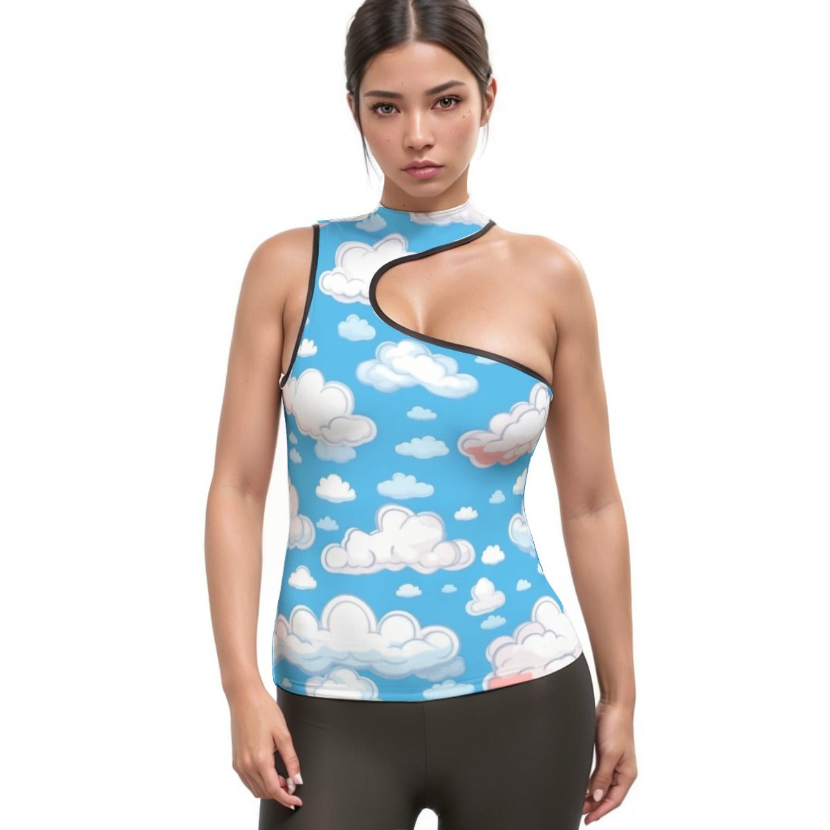 All-Over Print Women's Halter Sleeveless Asymmetrical Tank Top