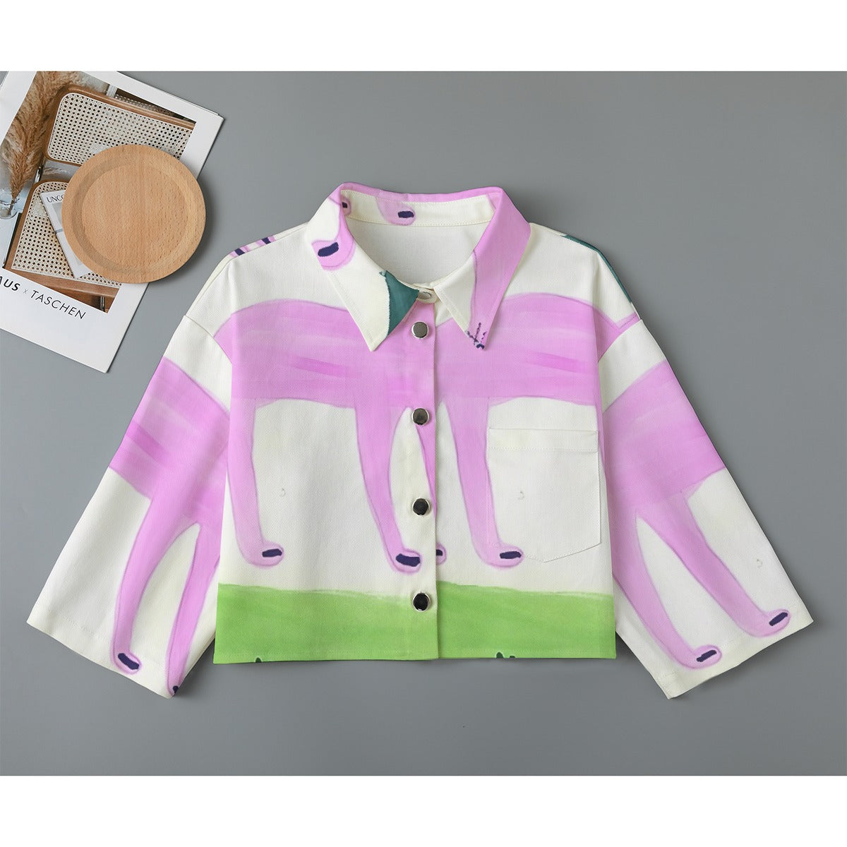 All-Over Print Women's Cropped Jacket | 245GSM Cotton