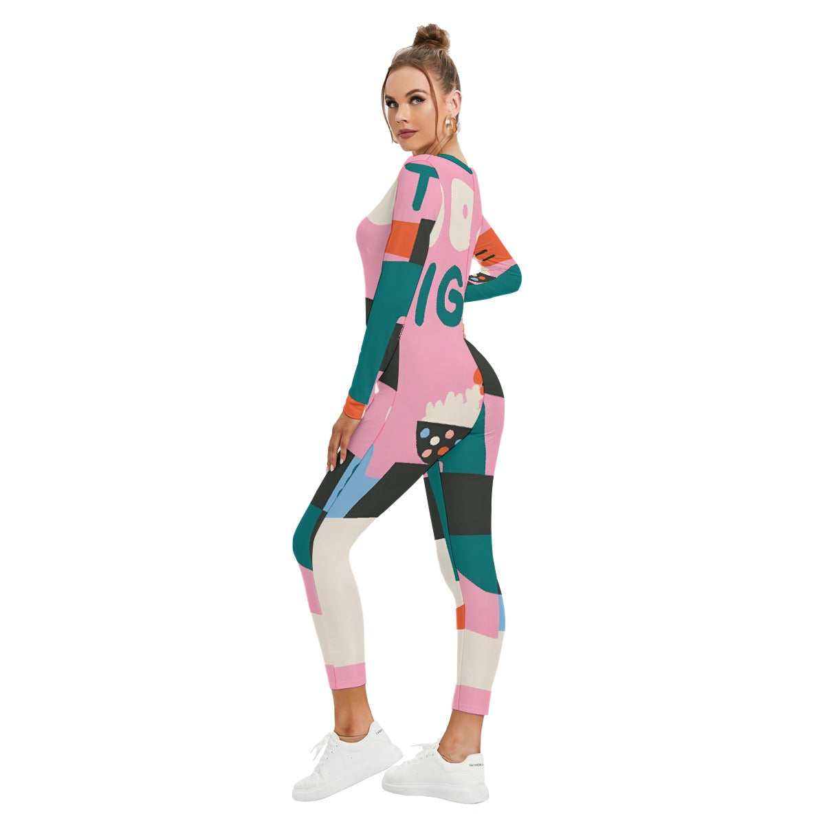 All-Over Print Women's Plunging Neck Jumpsuit