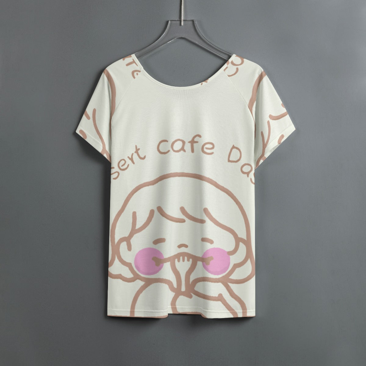 All-Over Print Women's Round Neck T-shirt With Raglan Sleeve