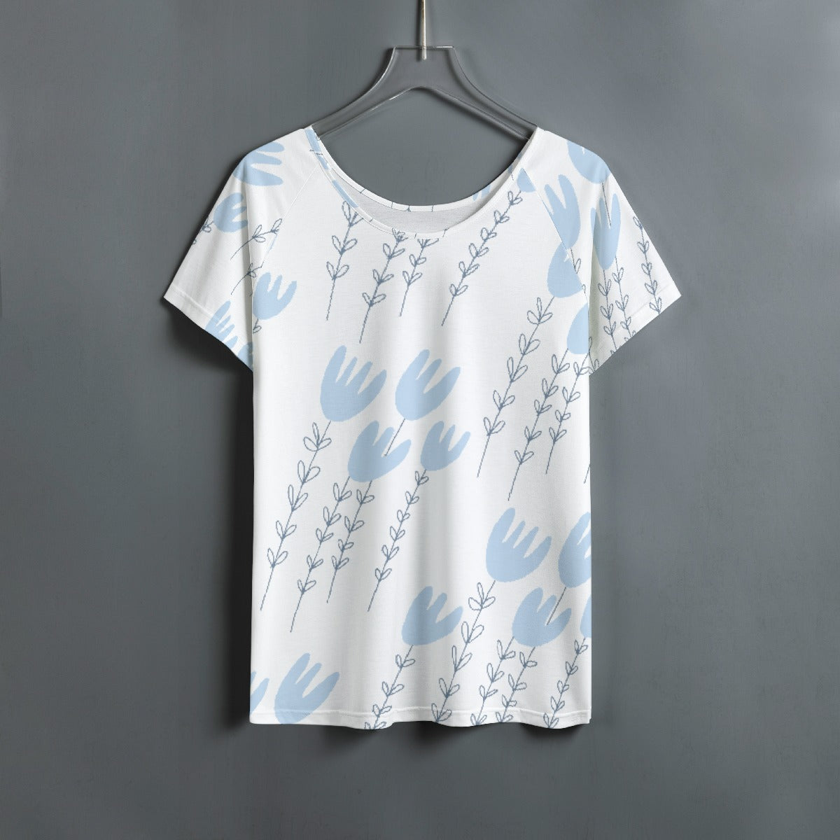 All-Over Print Women's Round Neck T-shirt With Raglan Sleeve