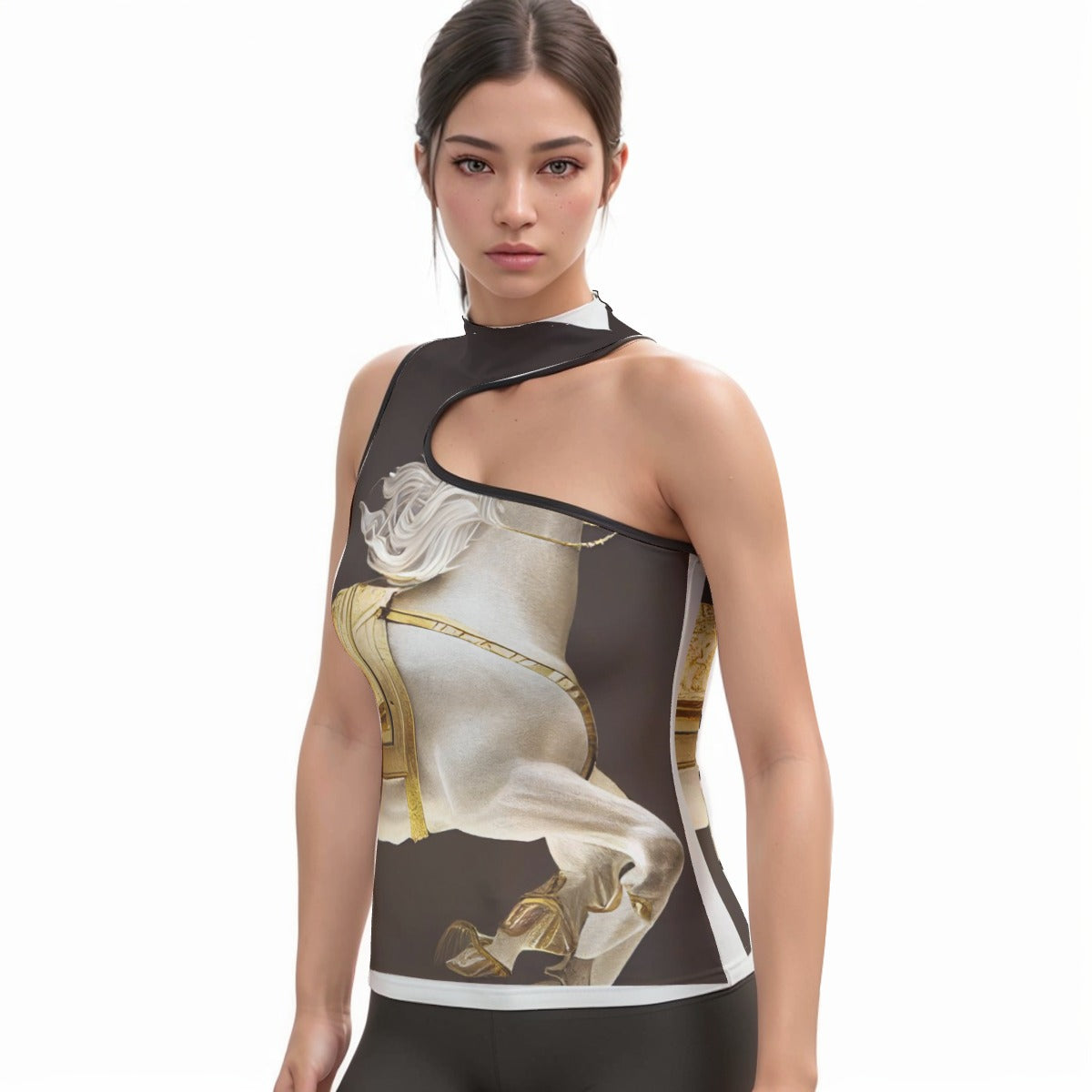 All-Over Print Women's Halter Sleeveless Asymmetrical Tank Top