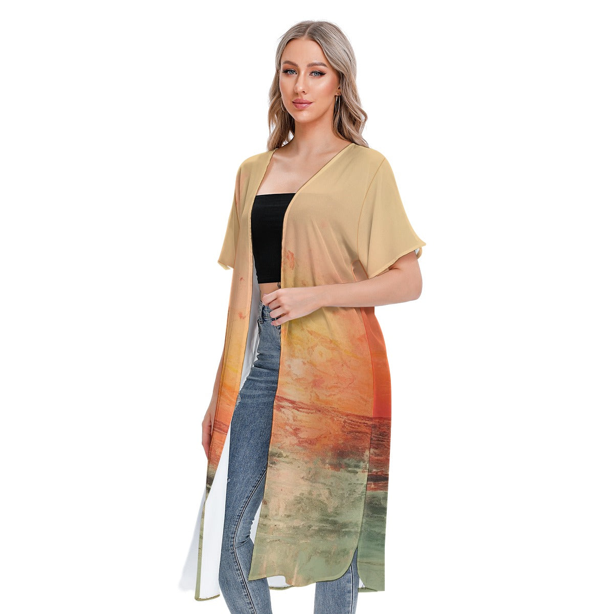 All-Over Print Women's Short Sleeve Cardigan