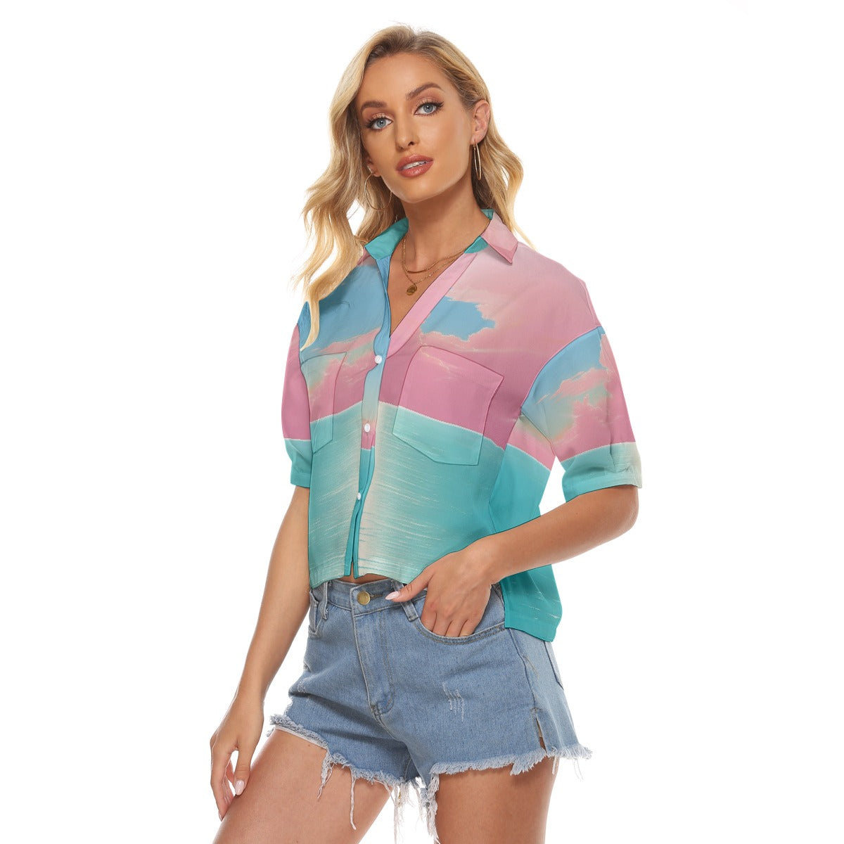 All-Over Print Women's V-neck Shirts
