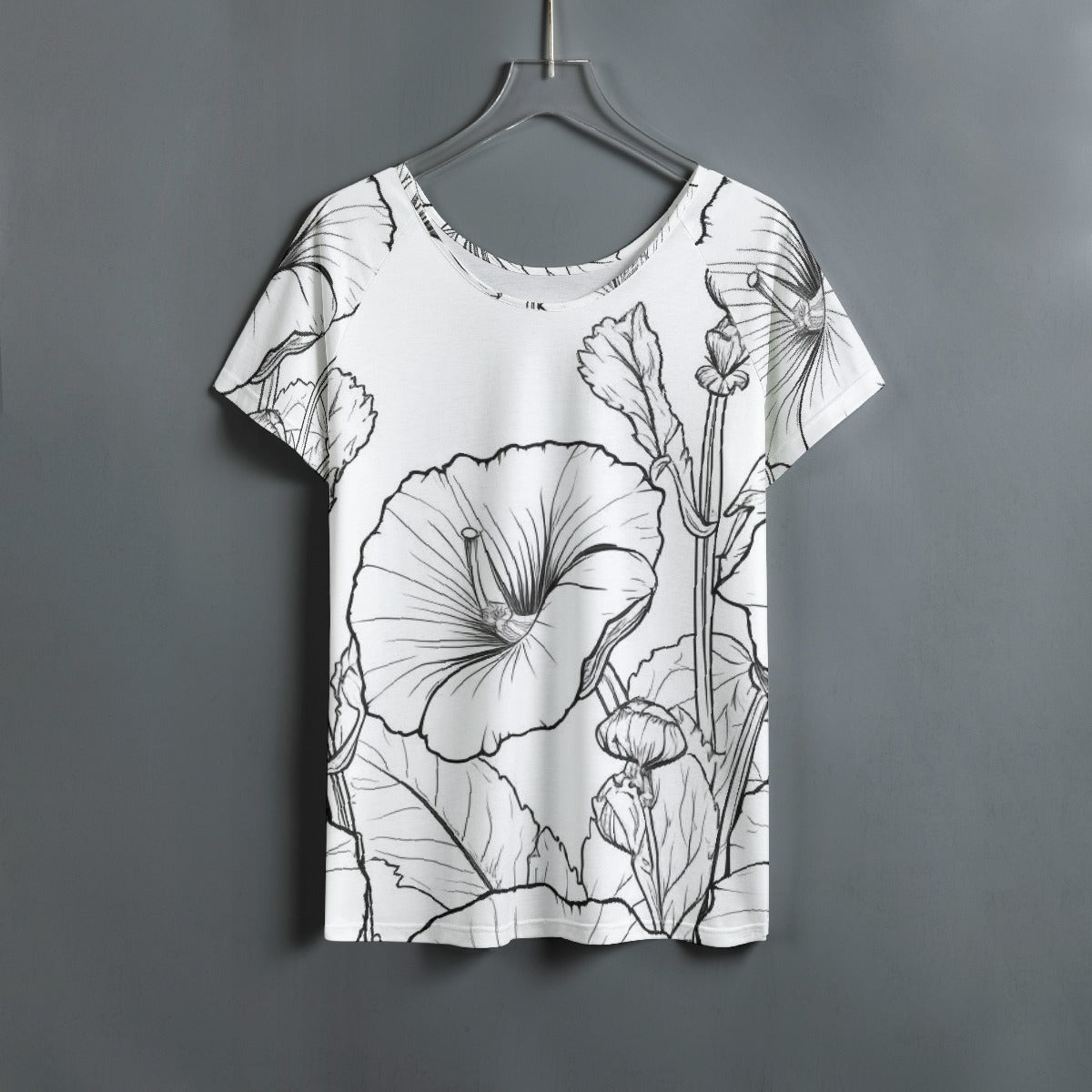 All-Over Print Women's Round Neck T-shirt With Raglan Sleeve
