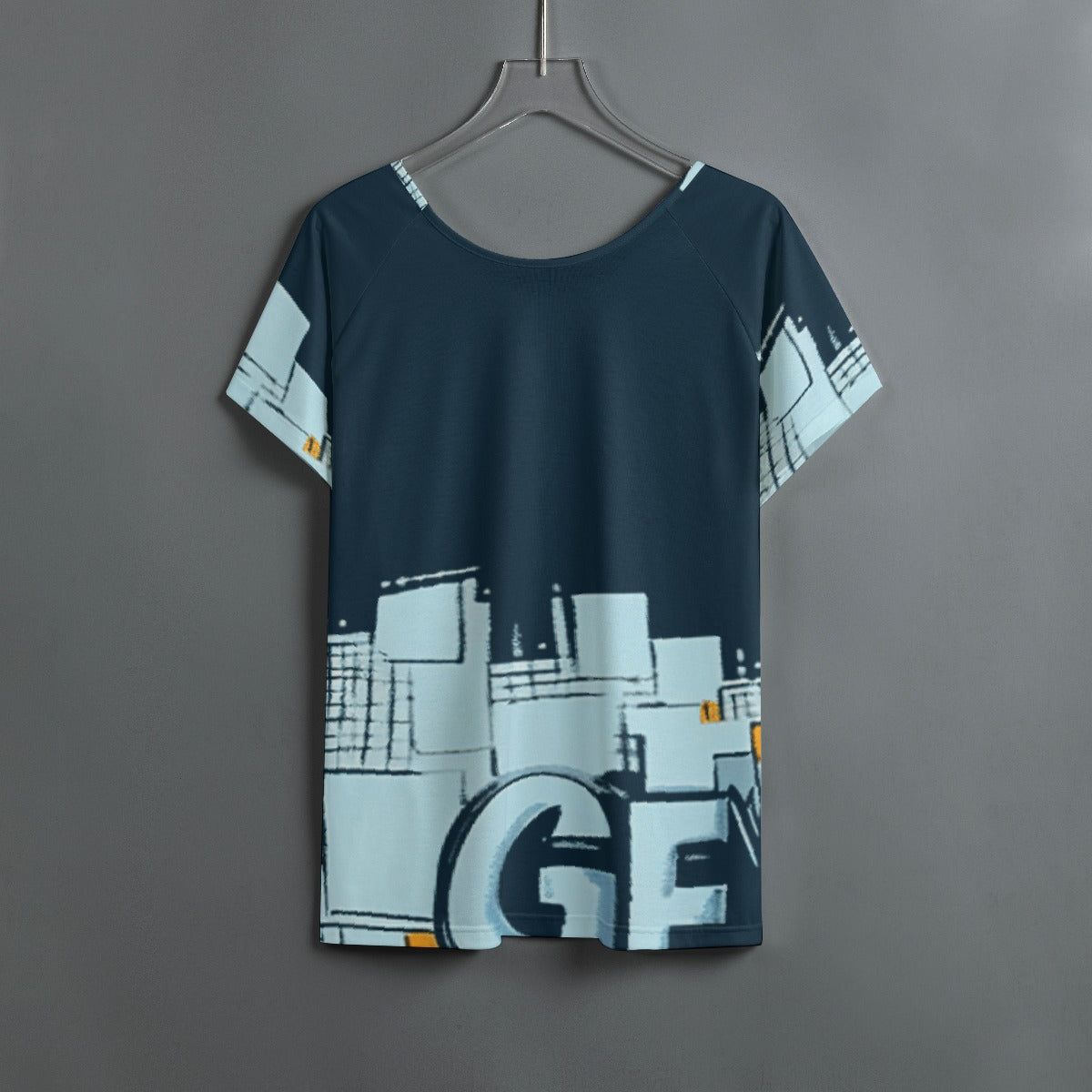 All-Over Print Women's Round Neck T-shirt With Raglan Sleeve
