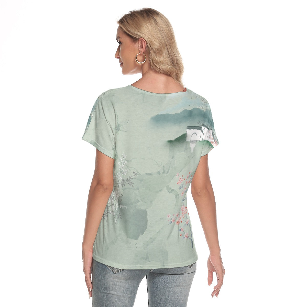 All-Over Print Women's Loose V-neck Short Sleeve T-shirt