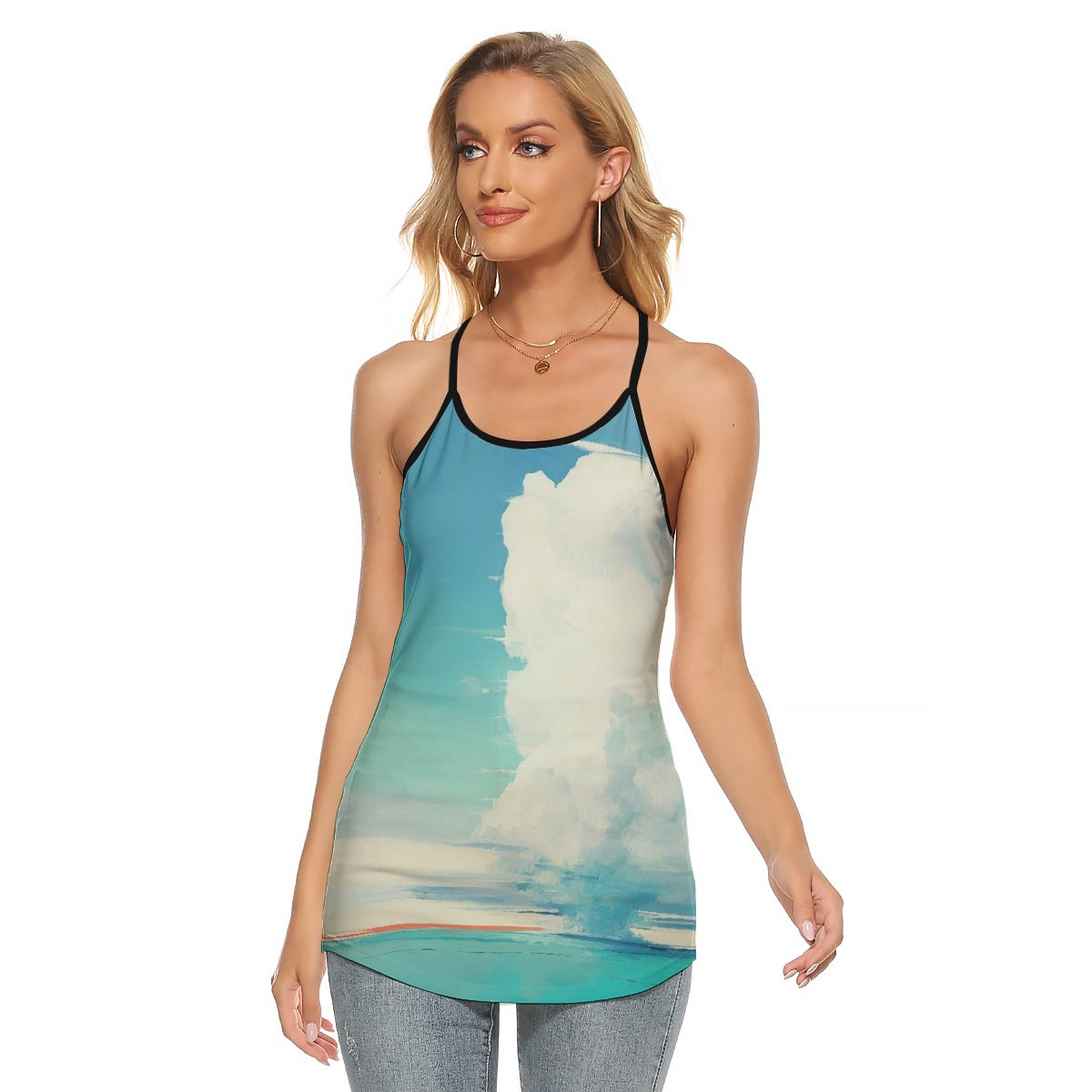 All-Over Print Women's Criss-Cross Open Back Tank Top