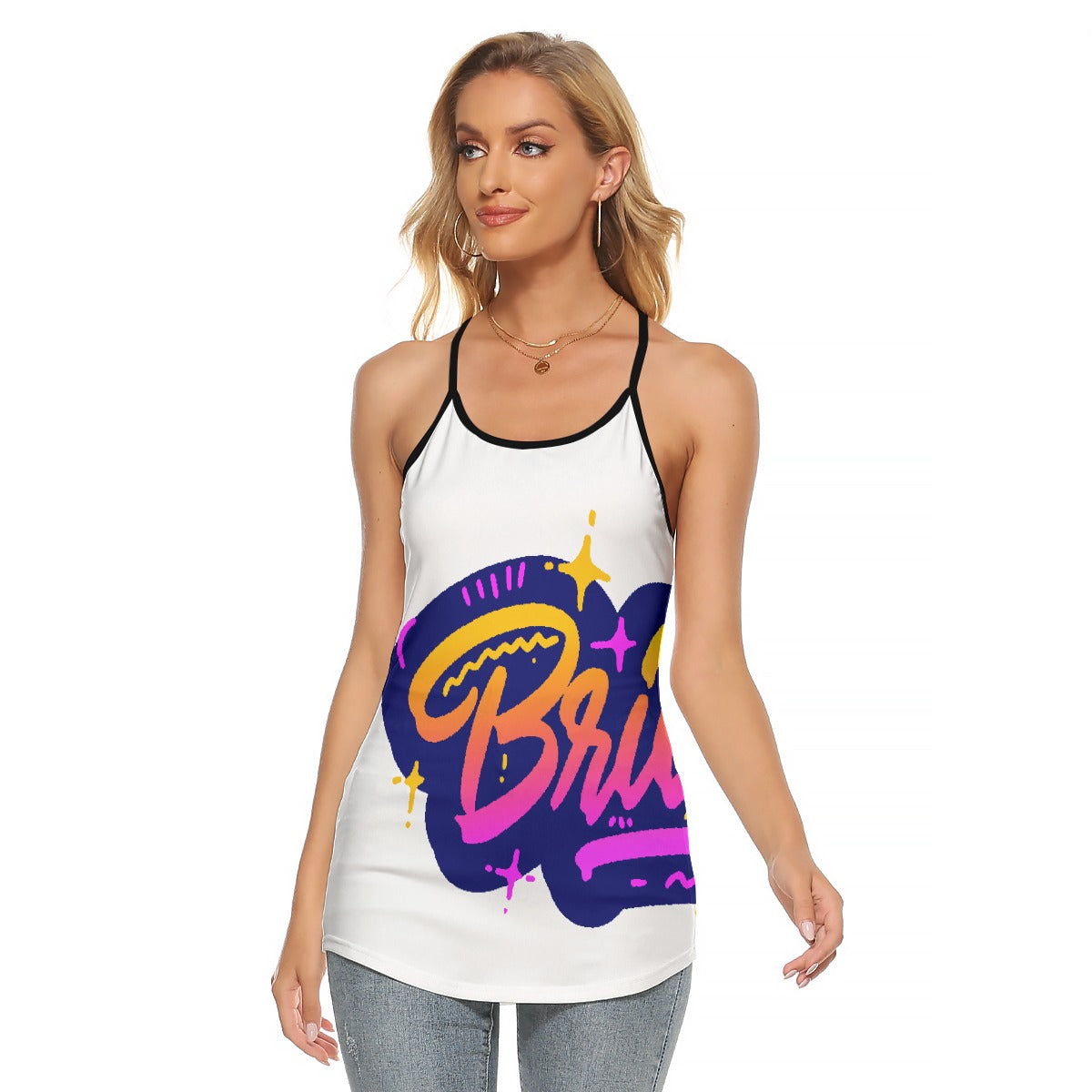 All-Over Print Women's Criss-Cross Open Back Tank Top