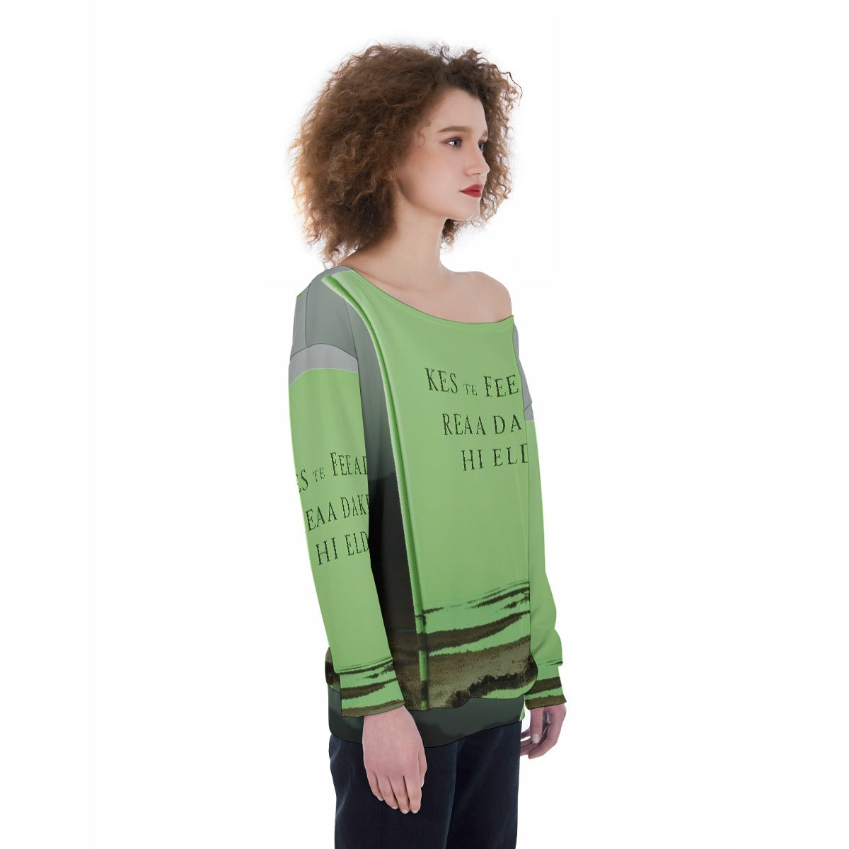 All-Over Print Oversized Women's Off-Shoulder Sweatshirt