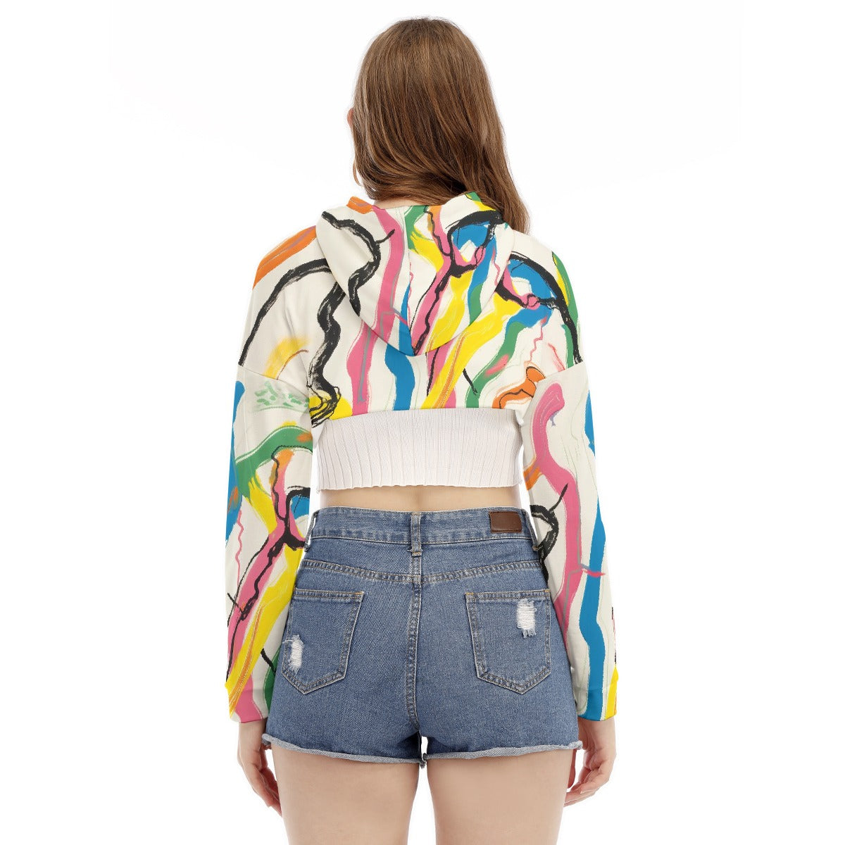 All-Over Print Women's Smock Short Hoodie With Long Sleeve