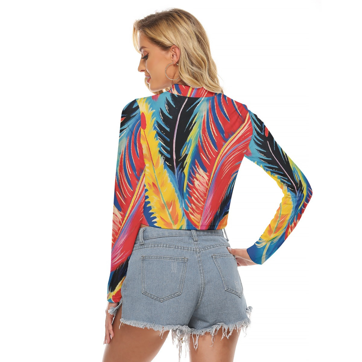 All-Over Print Women's Hollow Chest Keyhole Tight Crop Top