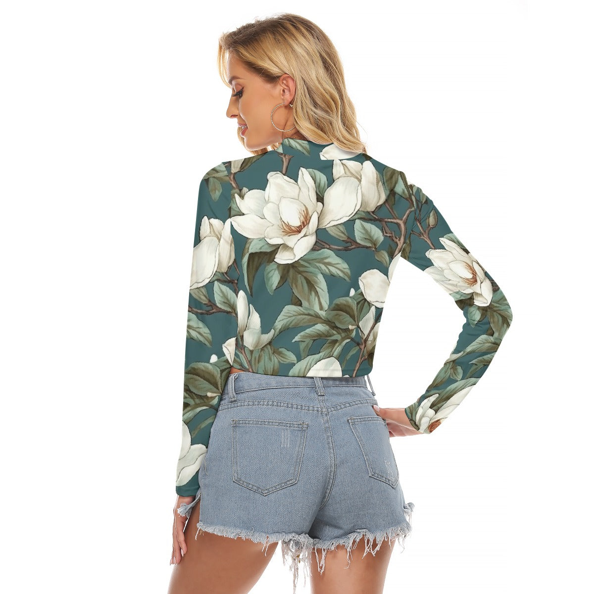 All-Over Print Women's Hollow Chest Keyhole Tight Crop Top