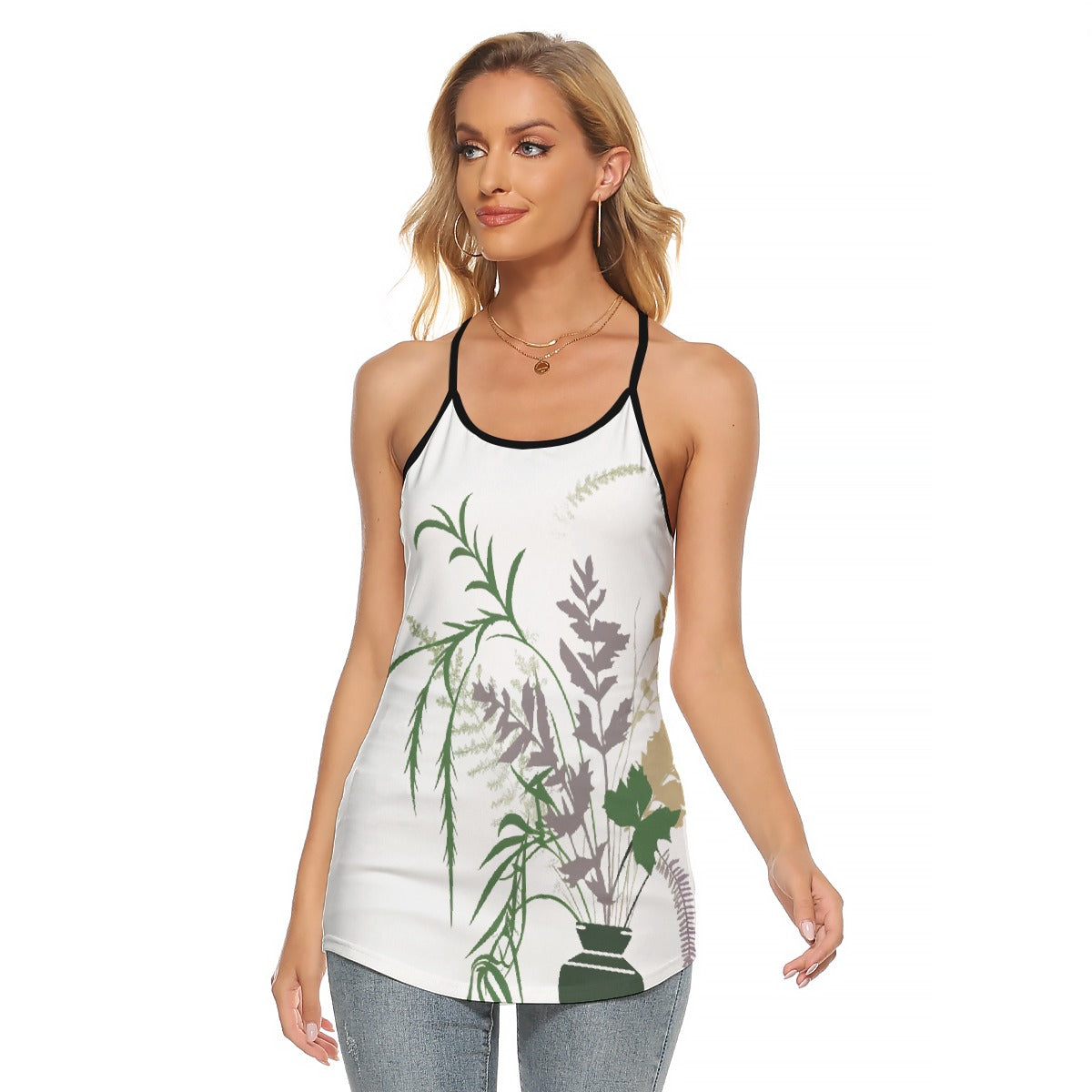 All-Over Print Women's Criss-Cross Open Back Tank Top
