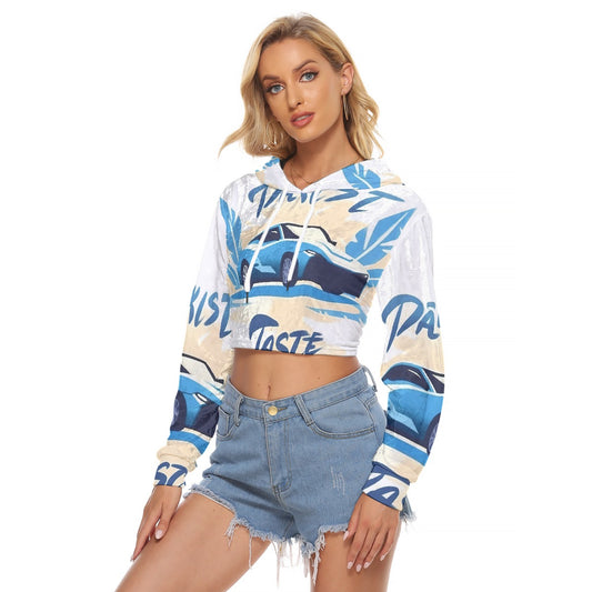 All-Over Print Women's Crop Top Hoodie|Velvet