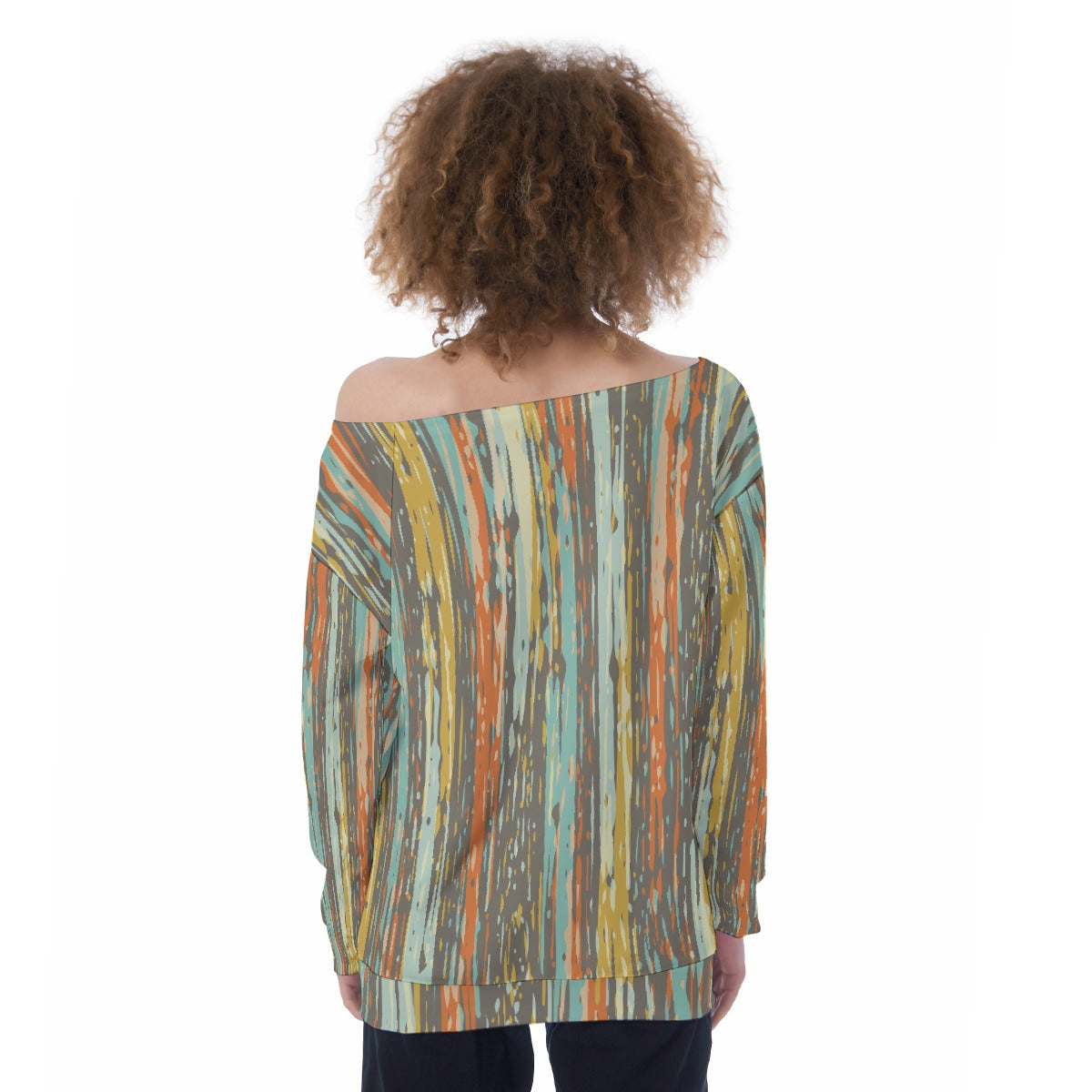 All-Over Print Oversized Women's Off-Shoulder Sweatshirt