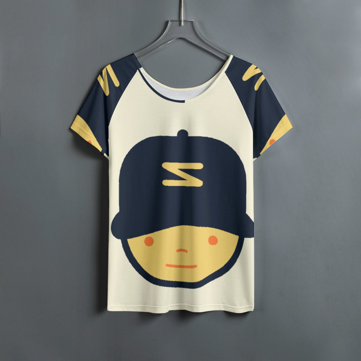 All-Over Print Women's Round Neck T-shirt With Raglan Sleeve