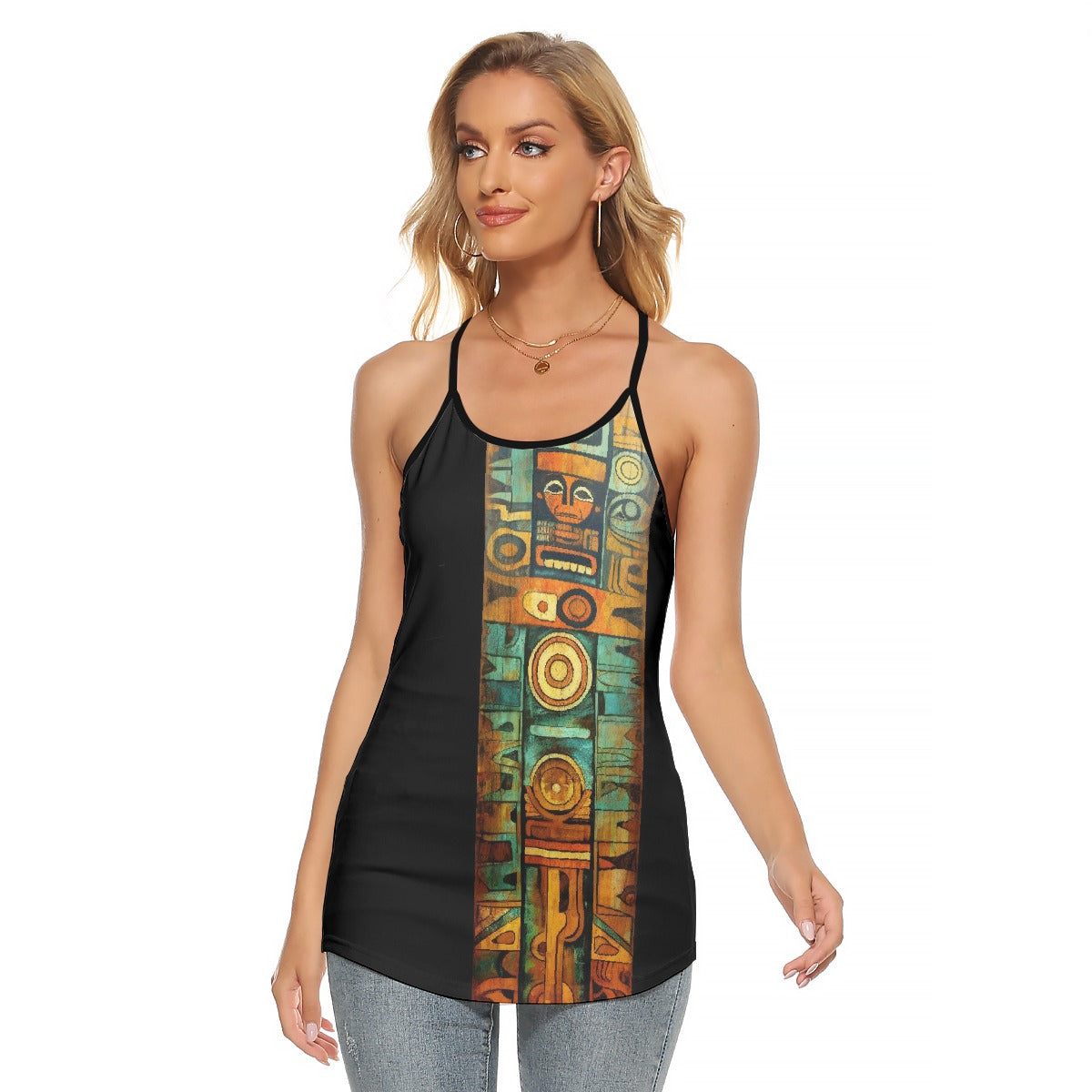 All-Over Print Women's Criss-Cross Open Back Tank Top