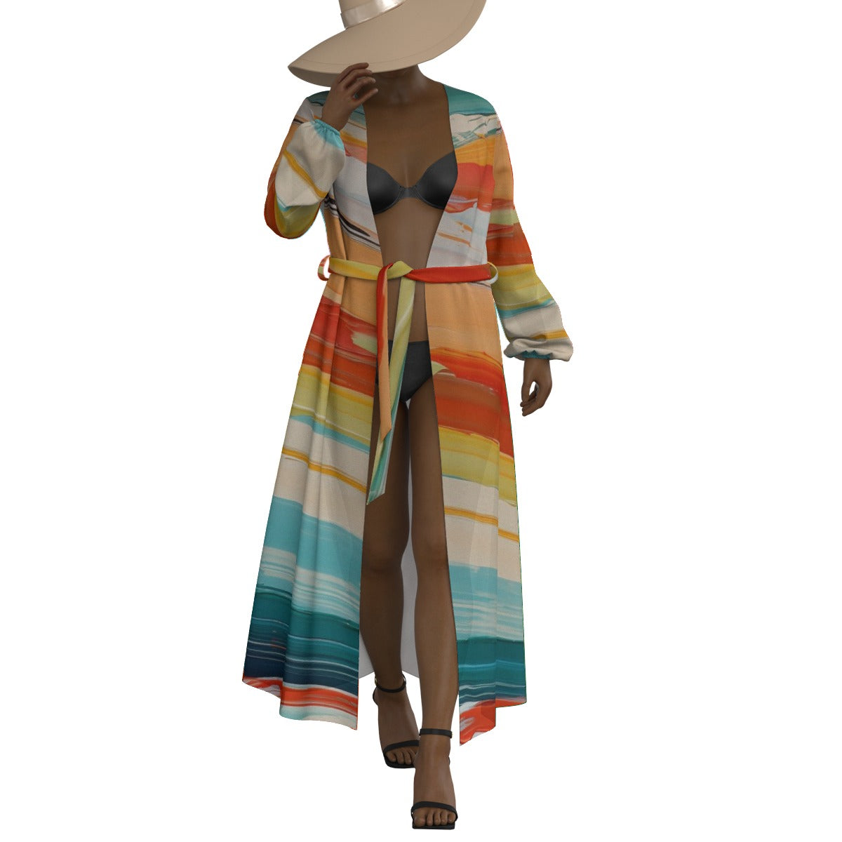 All-Over Print Women's Lace-up Chiffon Robe