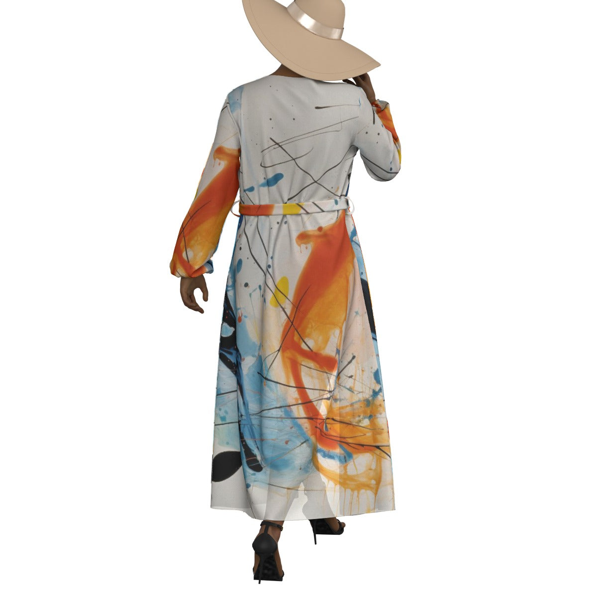 All-Over Print Women's Lace-up Chiffon Robe