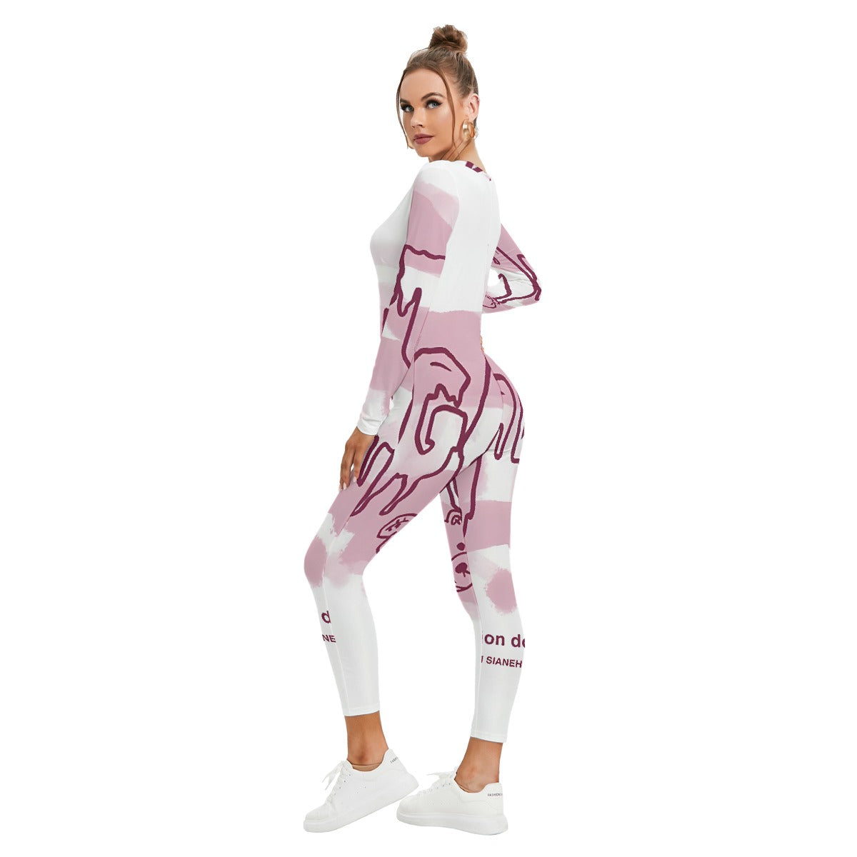All-Over Print Women's Plunging Neck Jumpsuit
