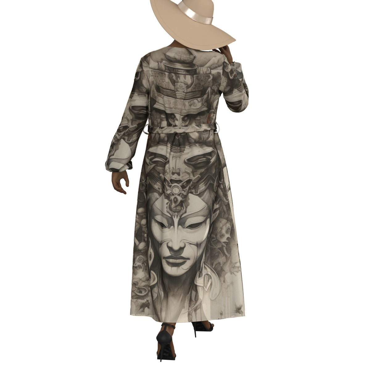 All-Over Print Women's Lace-up Chiffon Robe