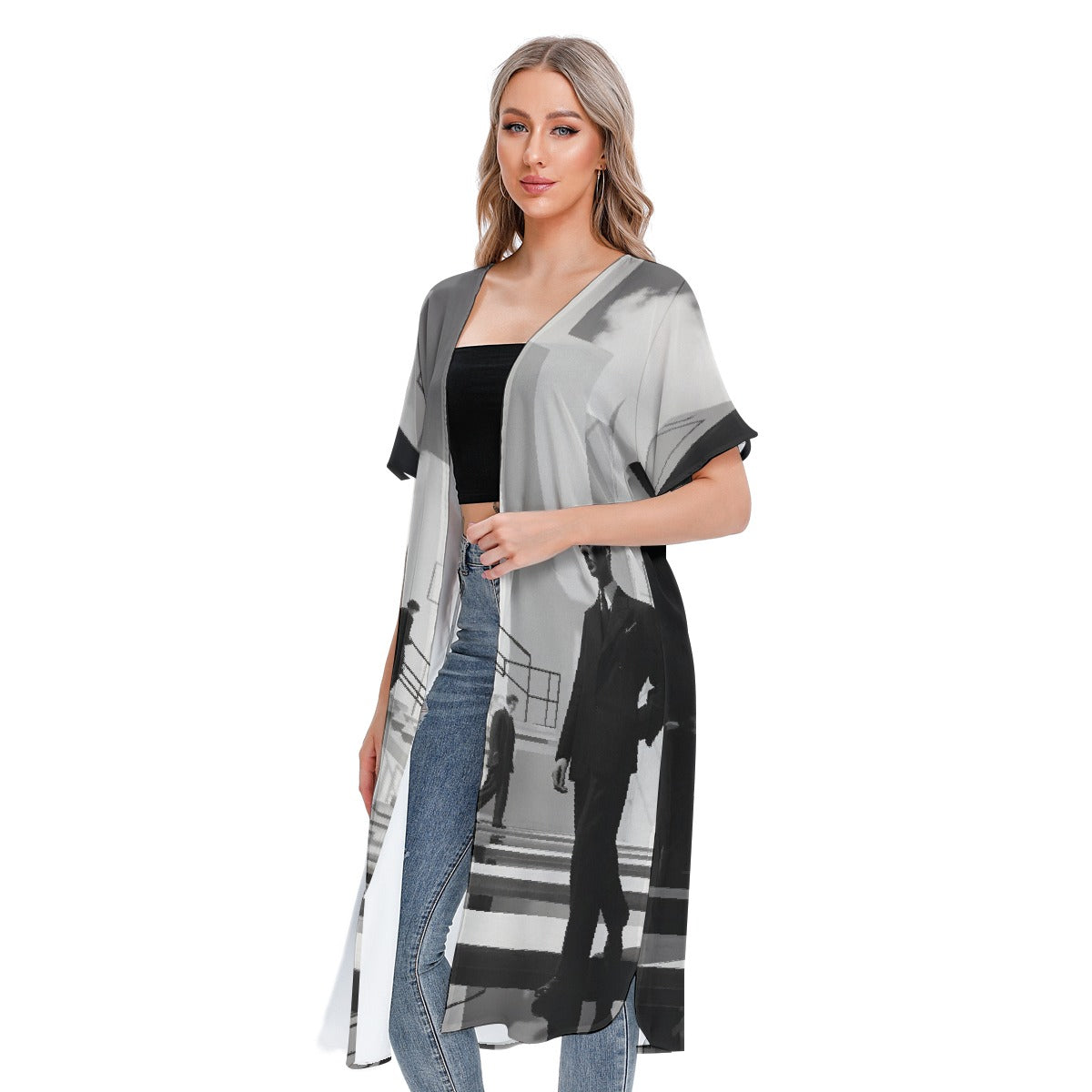 All-Over Print Women's Short Sleeve Cardigan