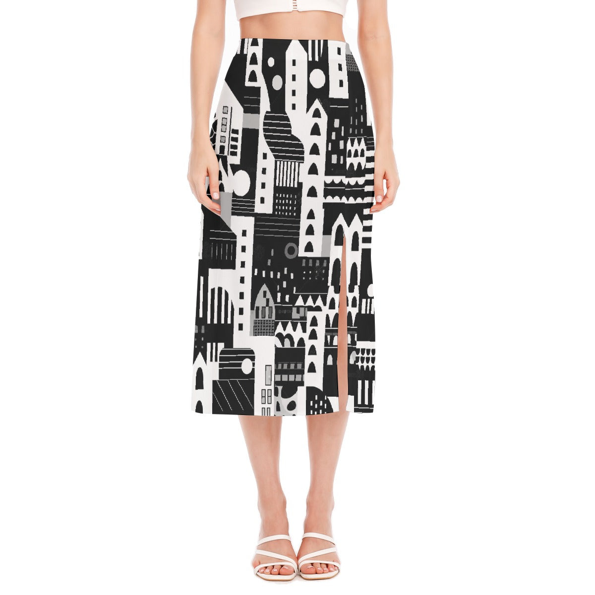 All-Over Print Women's High Slit Long Skirt
