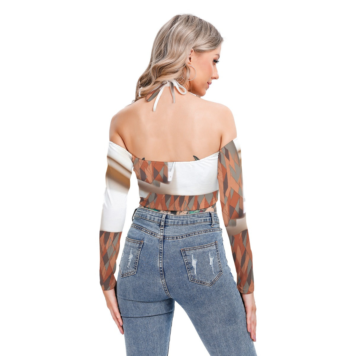 All-Over Print Women's Halter Lace-up Top
