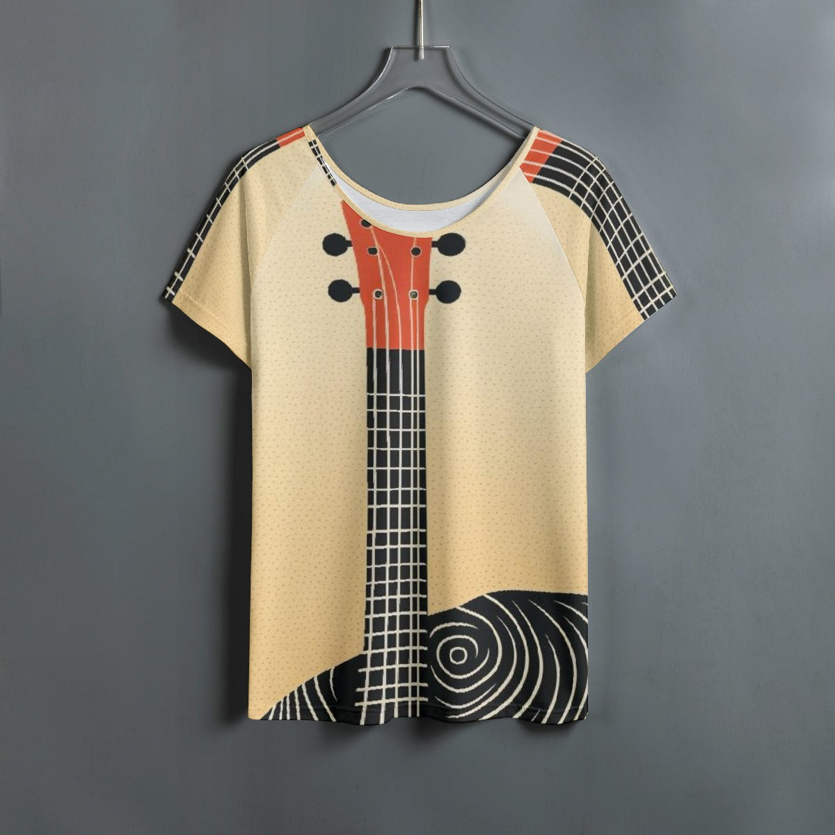 All-Over Print Women's Round Neck T-shirt With Raglan Sleeve