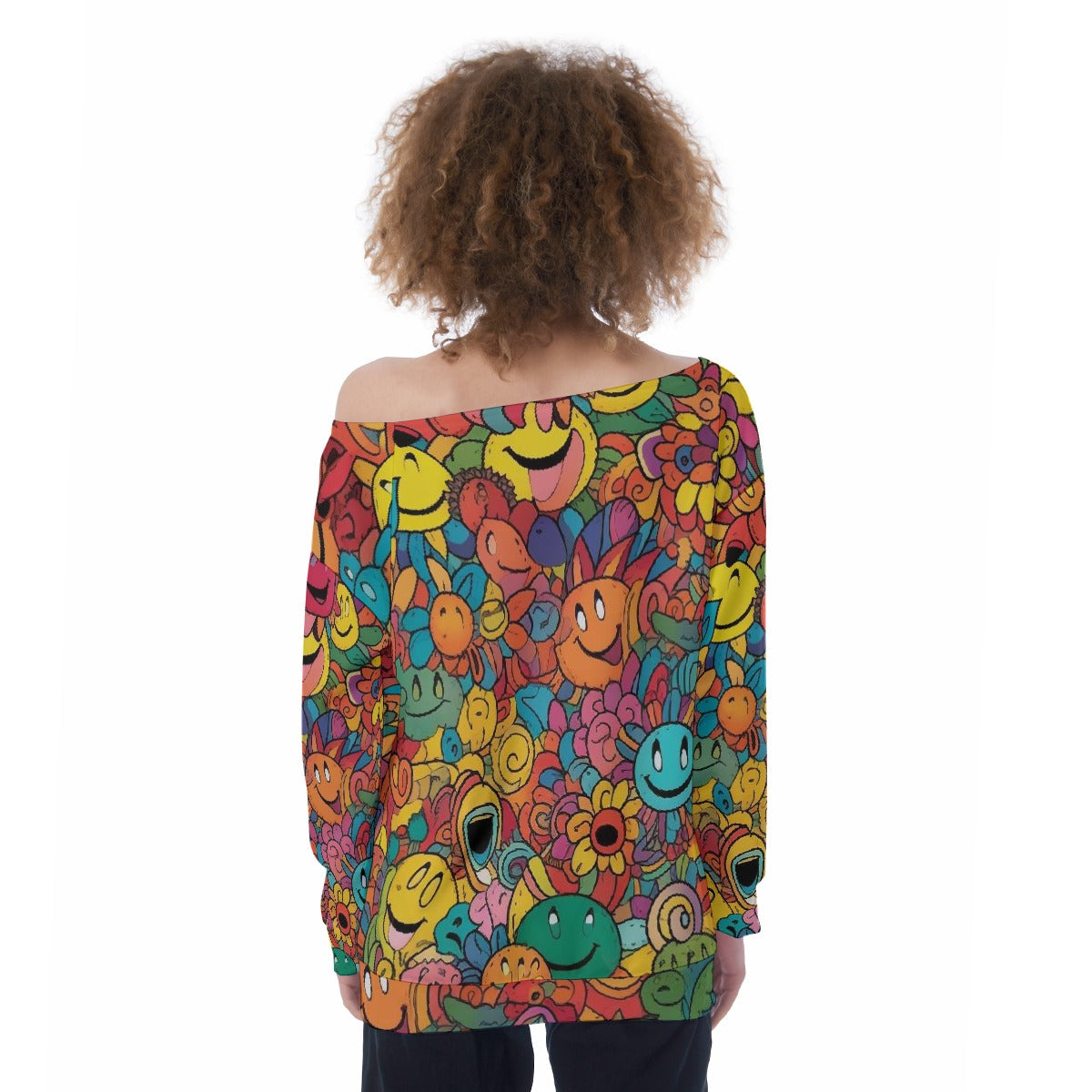 All-Over Print Oversized Women's Off-Shoulder Sweatshirt