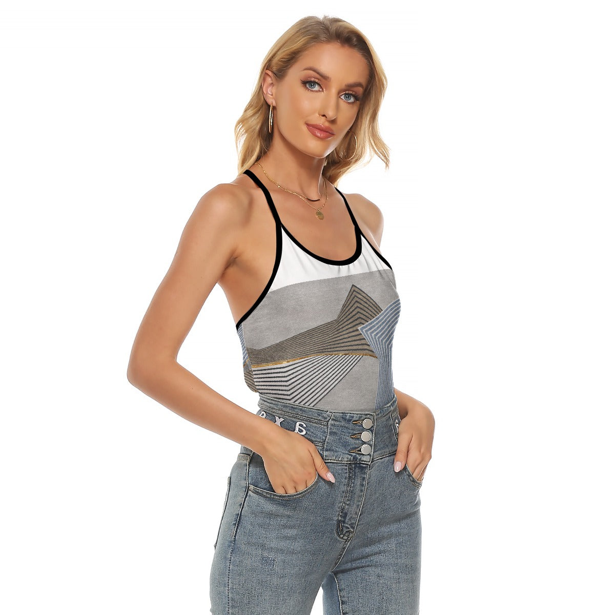 All-Over Print Women's Criss-Cross Open Back Tank Top
