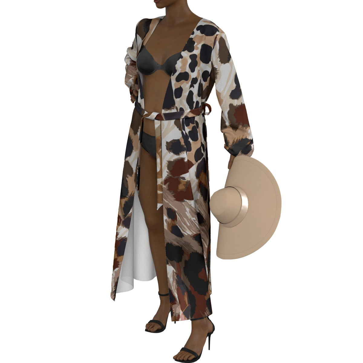 All-Over Print Women's Lace-up Chiffon Robe