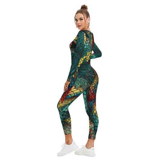 All-Over Print Women's Plunging Neck Jumpsuit