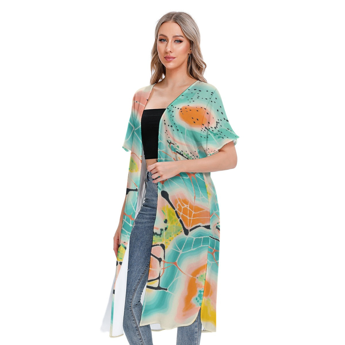 All-Over Print Women's Short Sleeve Cardigan
