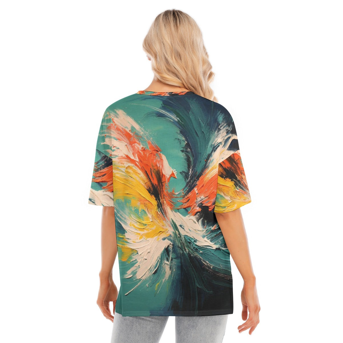 All-Over Print Women's Short Sleeves T-shirt With Hem Split