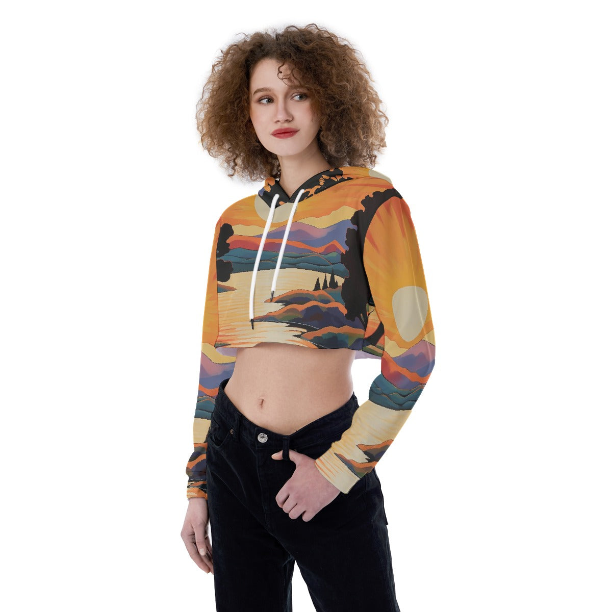 All-Over Print Women's Crop Top Hoodie