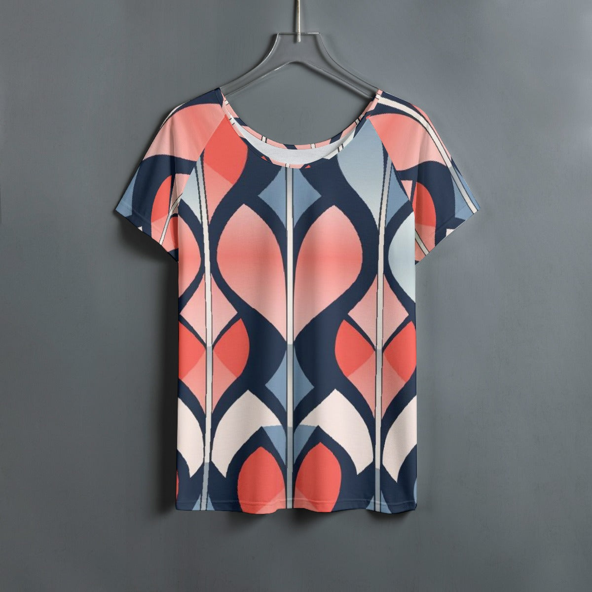 All-Over Print Women's Round Neck T-shirt With Raglan Sleeve