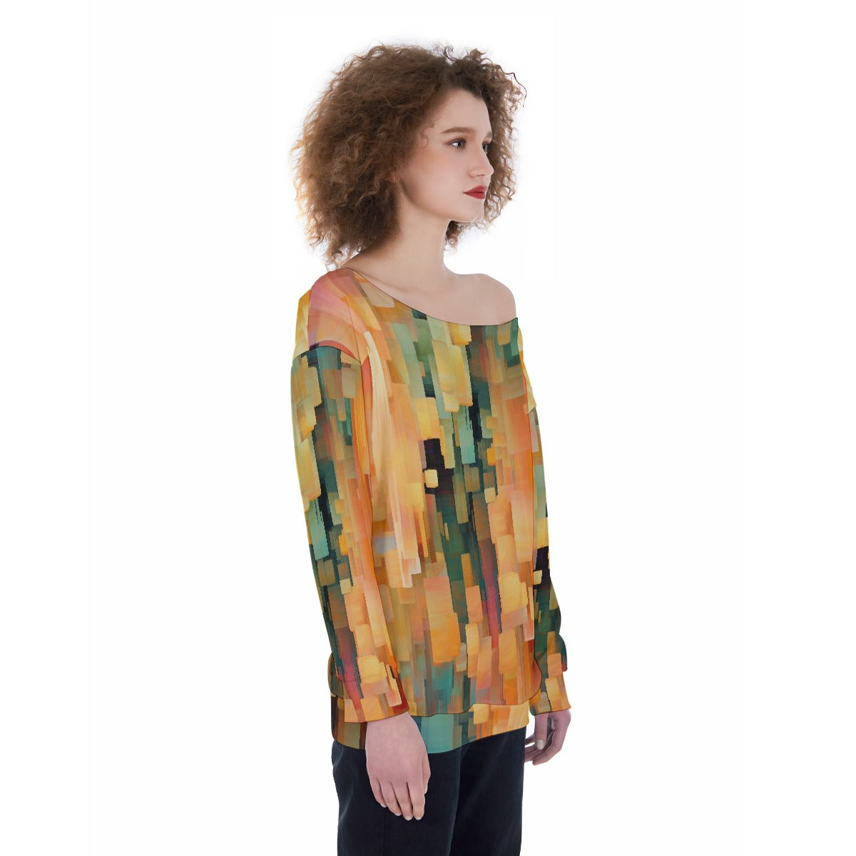 All-Over Print Oversized Women's Off-Shoulder Sweatshirt