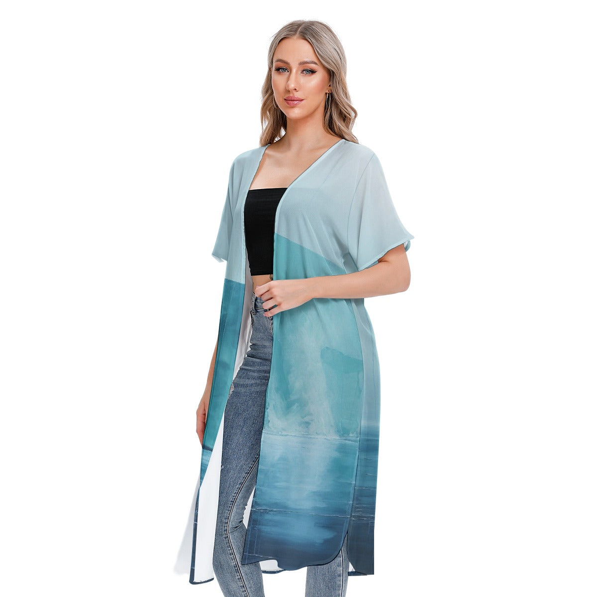 All-Over Print Women's Short Sleeve Cardigan