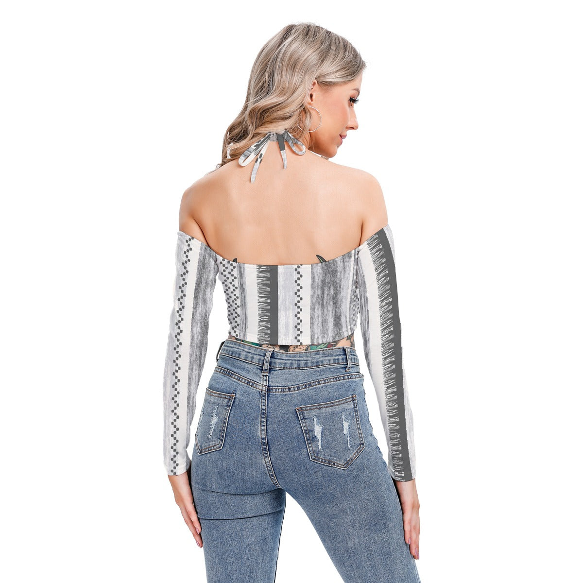 All-Over Print Women's Halter Lace-up Top